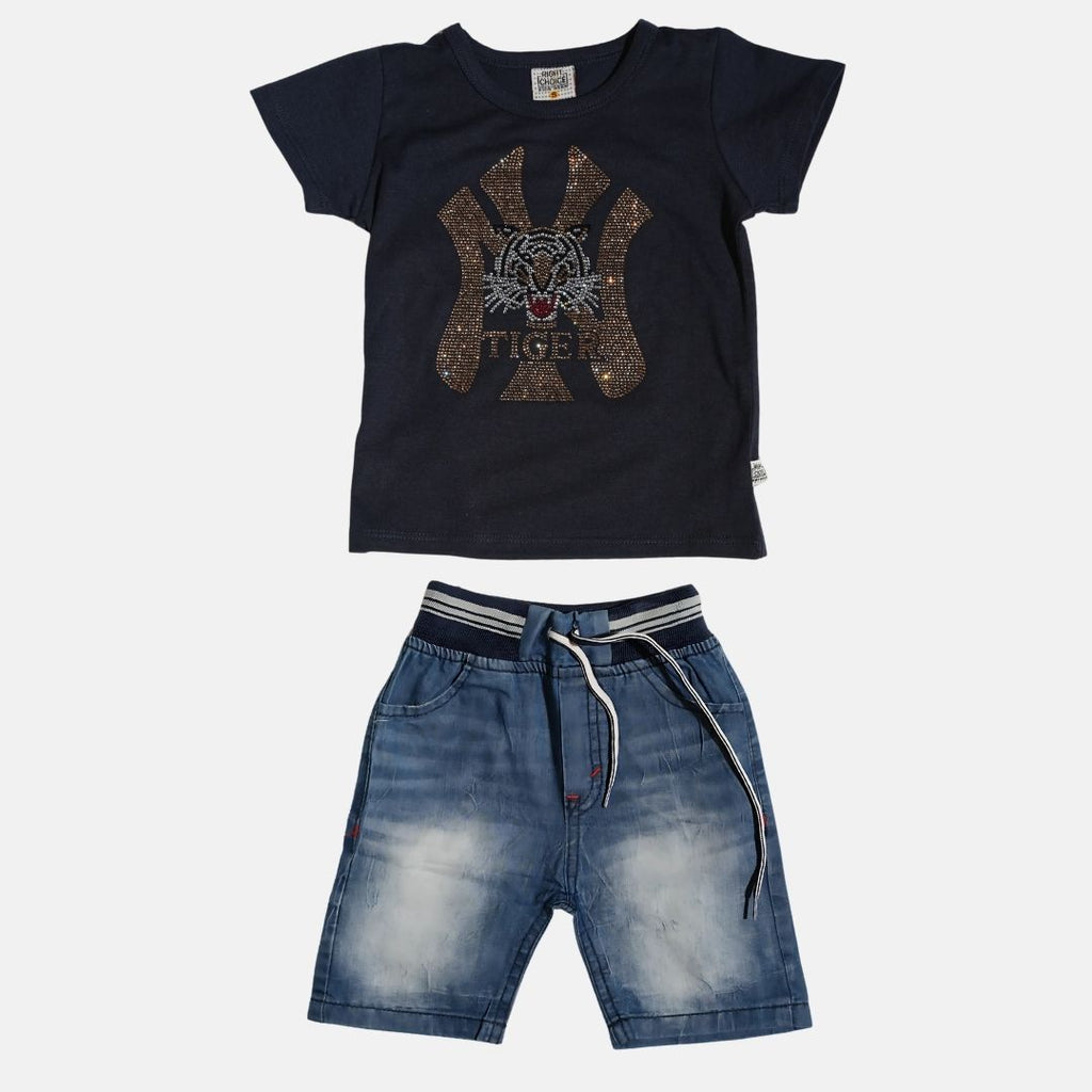 Tee with Denim Shorts