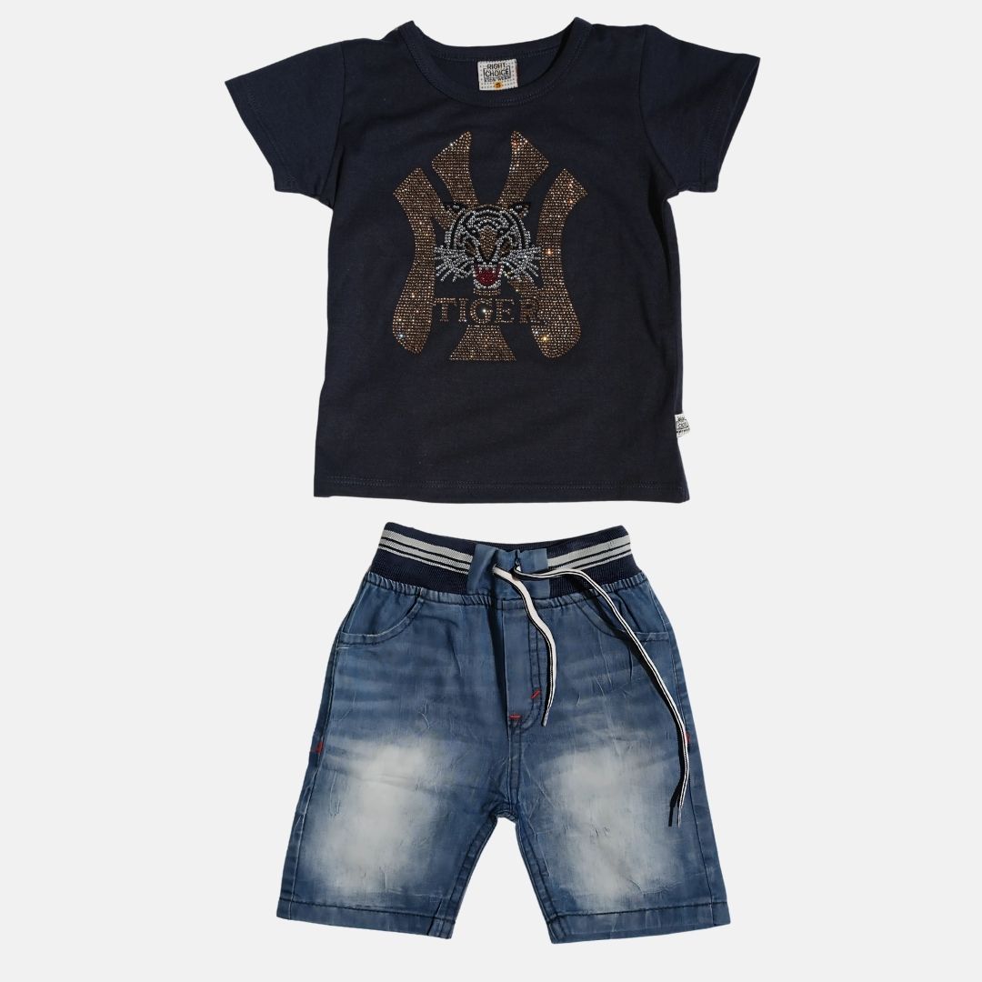 Tee with Denim Shorts