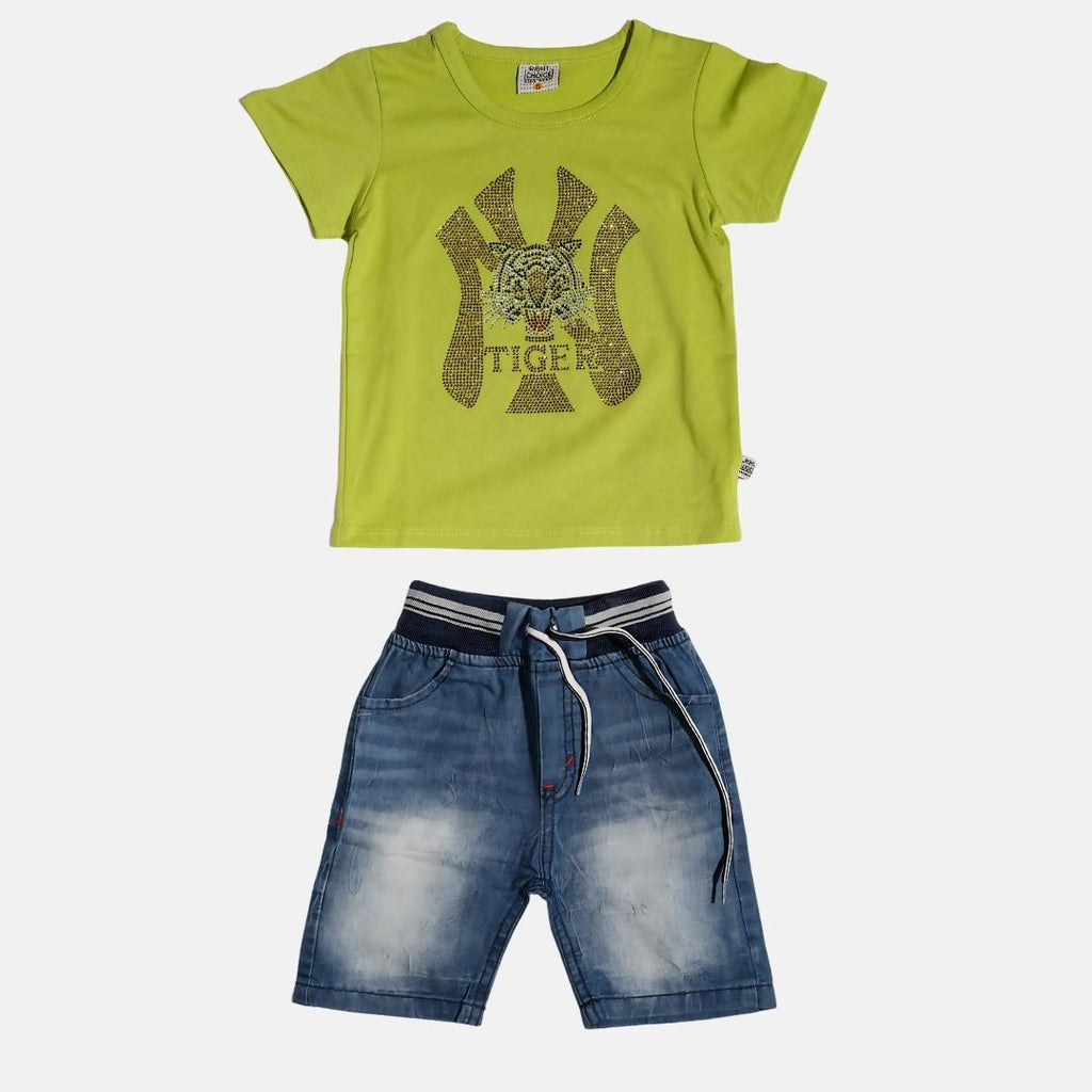 Tee with Denim Shorts