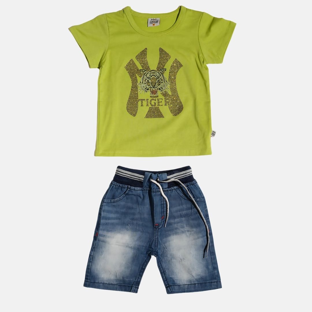 Tee with Denim Shorts