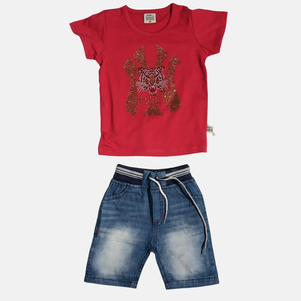 Tee with Denim Shorts