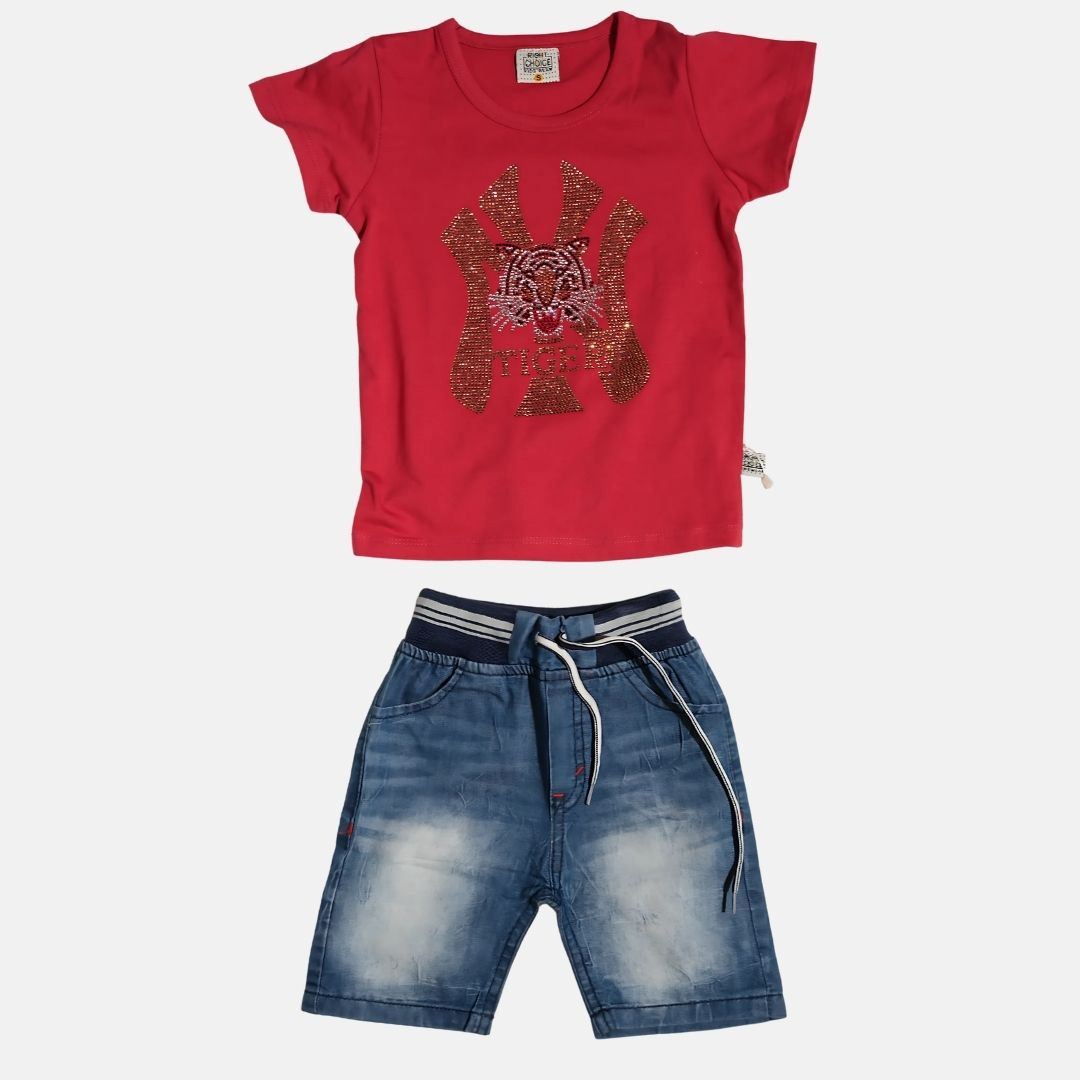 Tee with Denim Shorts