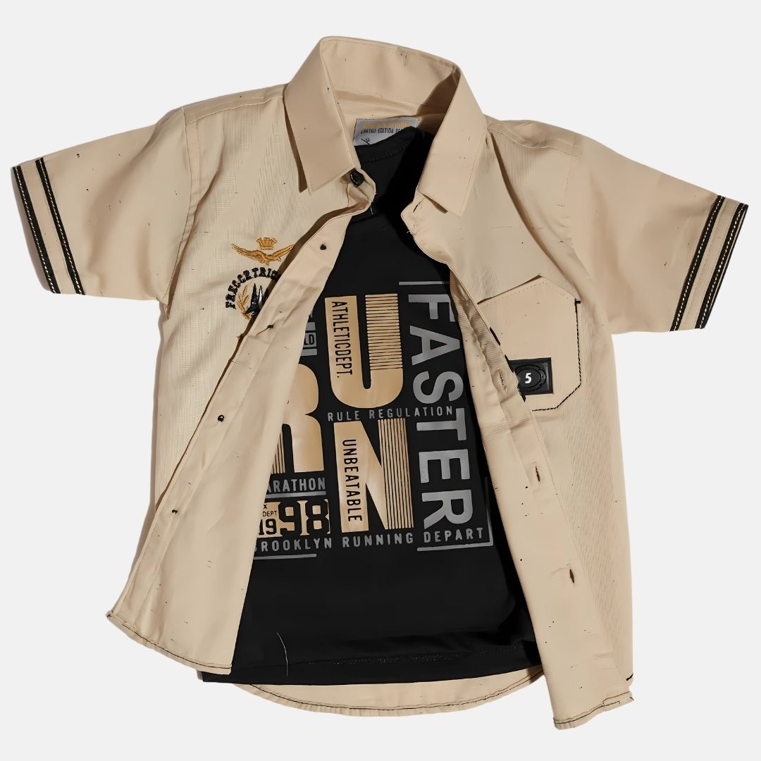 Boys Half Sleeve Shirt with T-shirt
